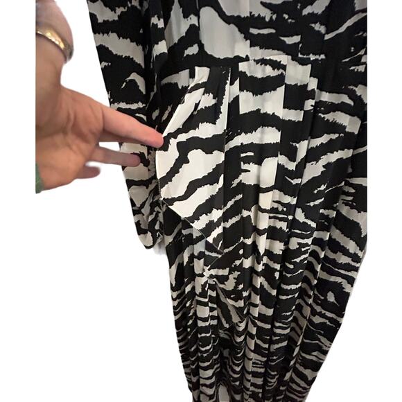 ISABEL MARANT NWT $1245 Blaine Ruched Zebra Silk Blend Midi Dress Size 4-6 - Picture 4 of 11